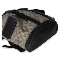 Gucci Beige Black GG Supreme Canvas Double Buckle Backpack Handbag 8