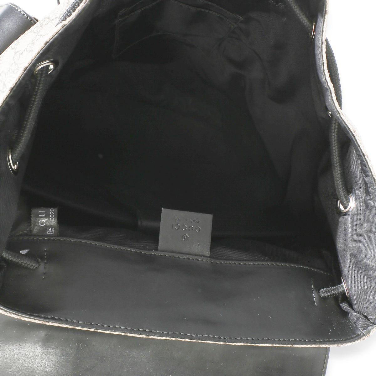 Gucci Beige Black GG Supreme Canvas Double Buckle Backpack Handbag 9