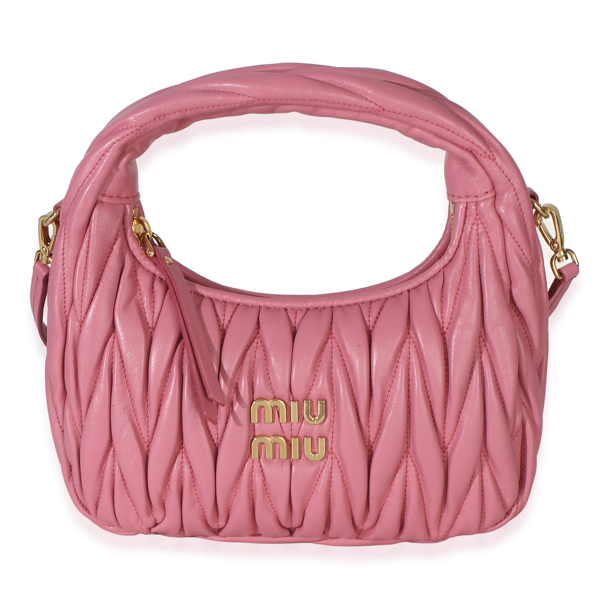 Miu Miu Pink Begonia Nappa Matelasse Small Wander Hobo Handbag id