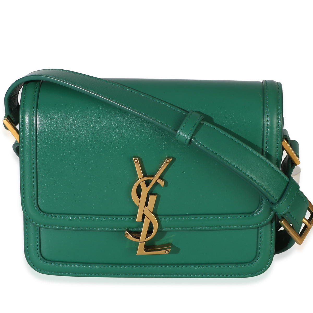 Saint Laurent Green Smooth Calfskin Monogram Small Solferino Satchel Handbag fv