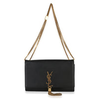 Saint Laurent Black Grain De Poudre Medium Kate Tassel Handbag 8