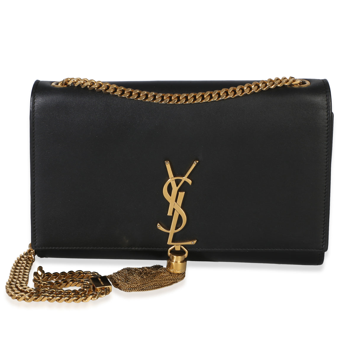 Saint Laurent Black Grain De Poudre Medium Kate Tassel Handbag fv