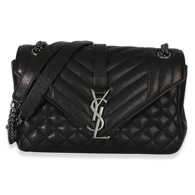 Saint Laurent Black Sheepskin Tri Quilt Monogram Medium College Bag Handbag id