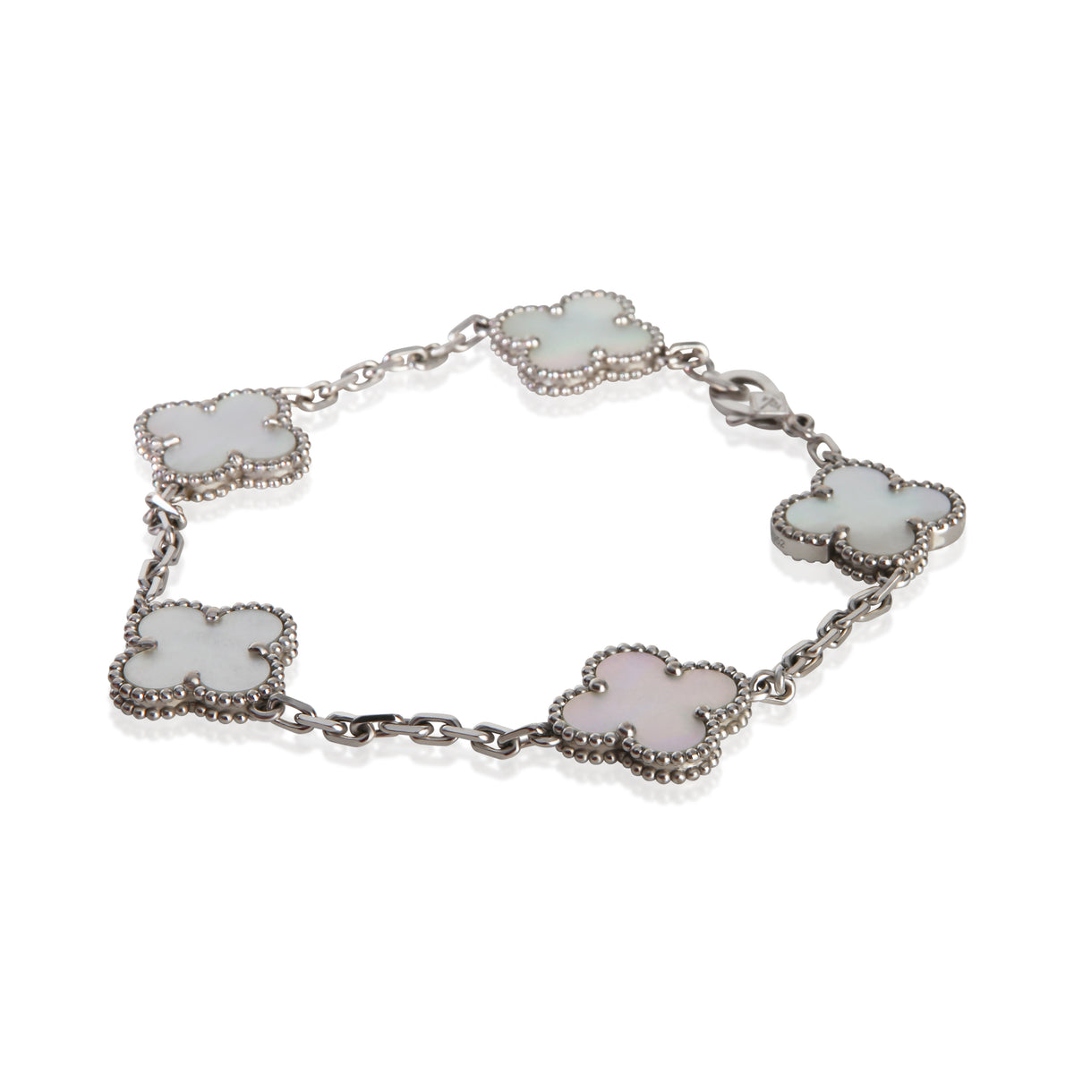 Van Cleef & Arpels White Gold Mother Of Pearl Vintage Alhambra Bracelet 2