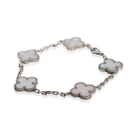Van Cleef & Arpels White Gold Mother Of Pearl Vintage Alhambra Bracelet 2