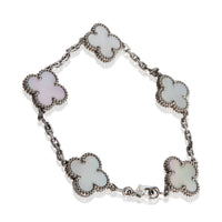 Van Cleef & Arpels White Gold Mother Of Pearl Vintage Alhambra Bracelet 3