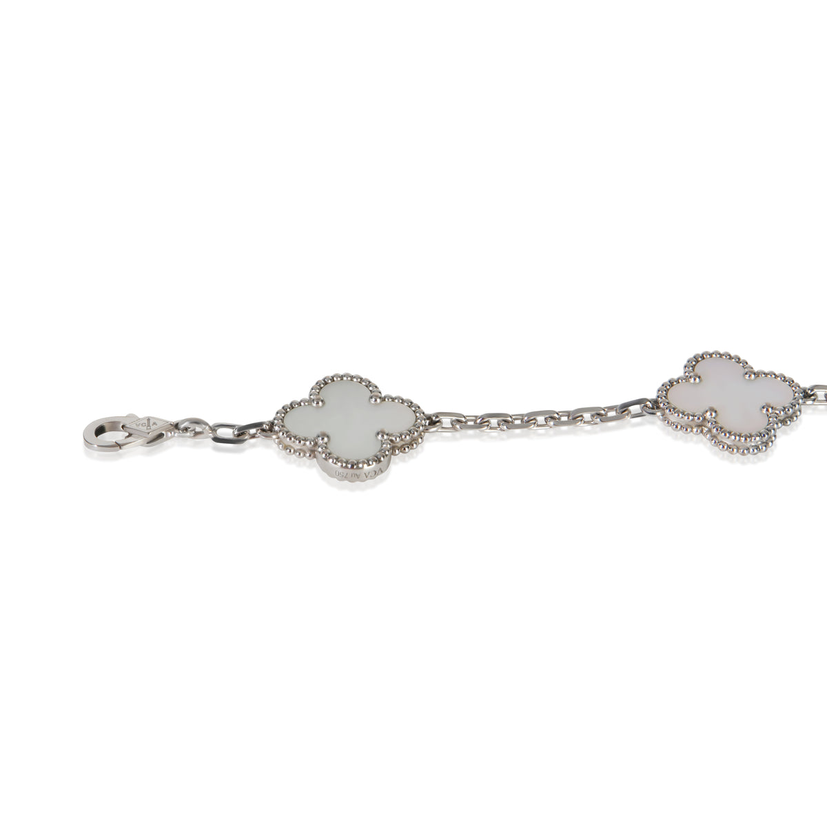 Van Cleef & Arpels White Gold Mother Of Pearl Vintage Alhambra Bracelet 4