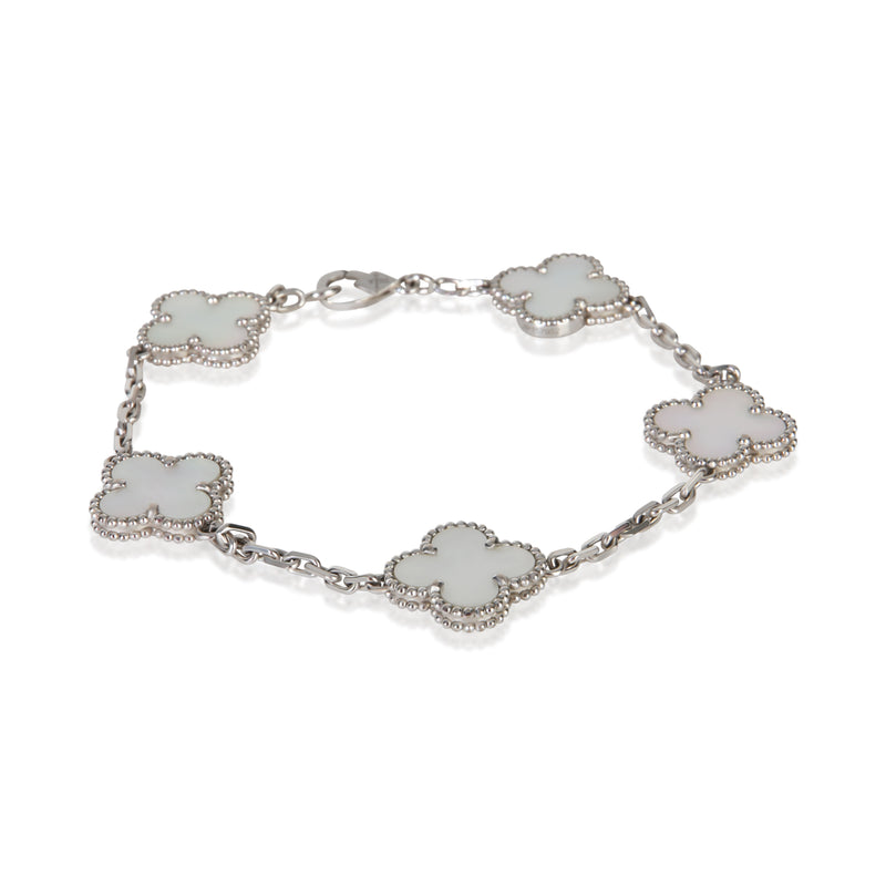 Van Cleef & Arpels White Gold Mother Of Pearl Vintage Alhambra Bracelet fv