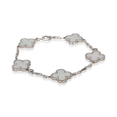Van Cleef & Arpels White Gold Mother Of Pearl Vintage Alhambra Bracelet fv