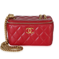 Chanel Red Quilted Lambskin Small Pillow Crush Vanity Case With Chain Handbag id