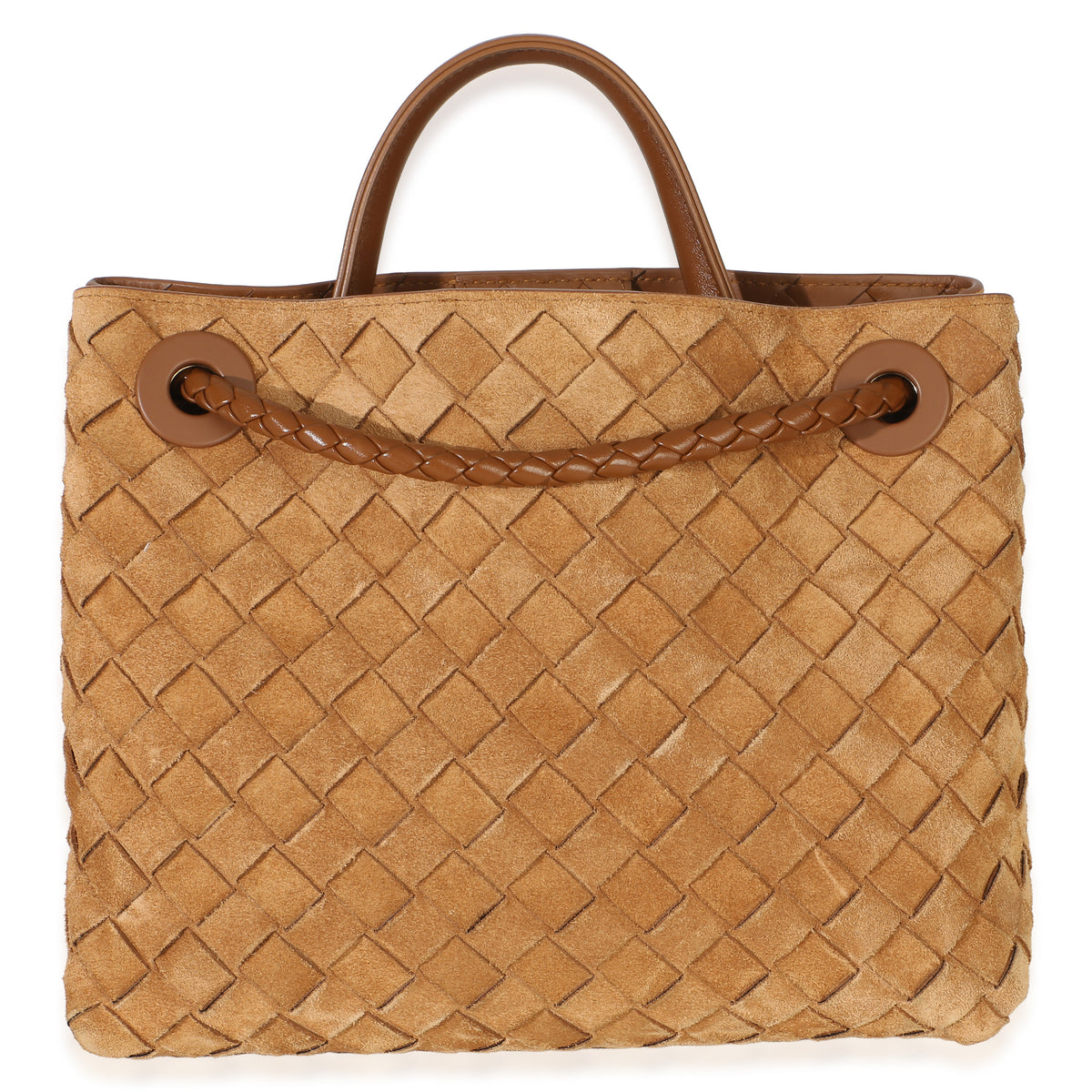Bottega Veneta Amber Suede Intrecciato Small Andiamo Handbag 4