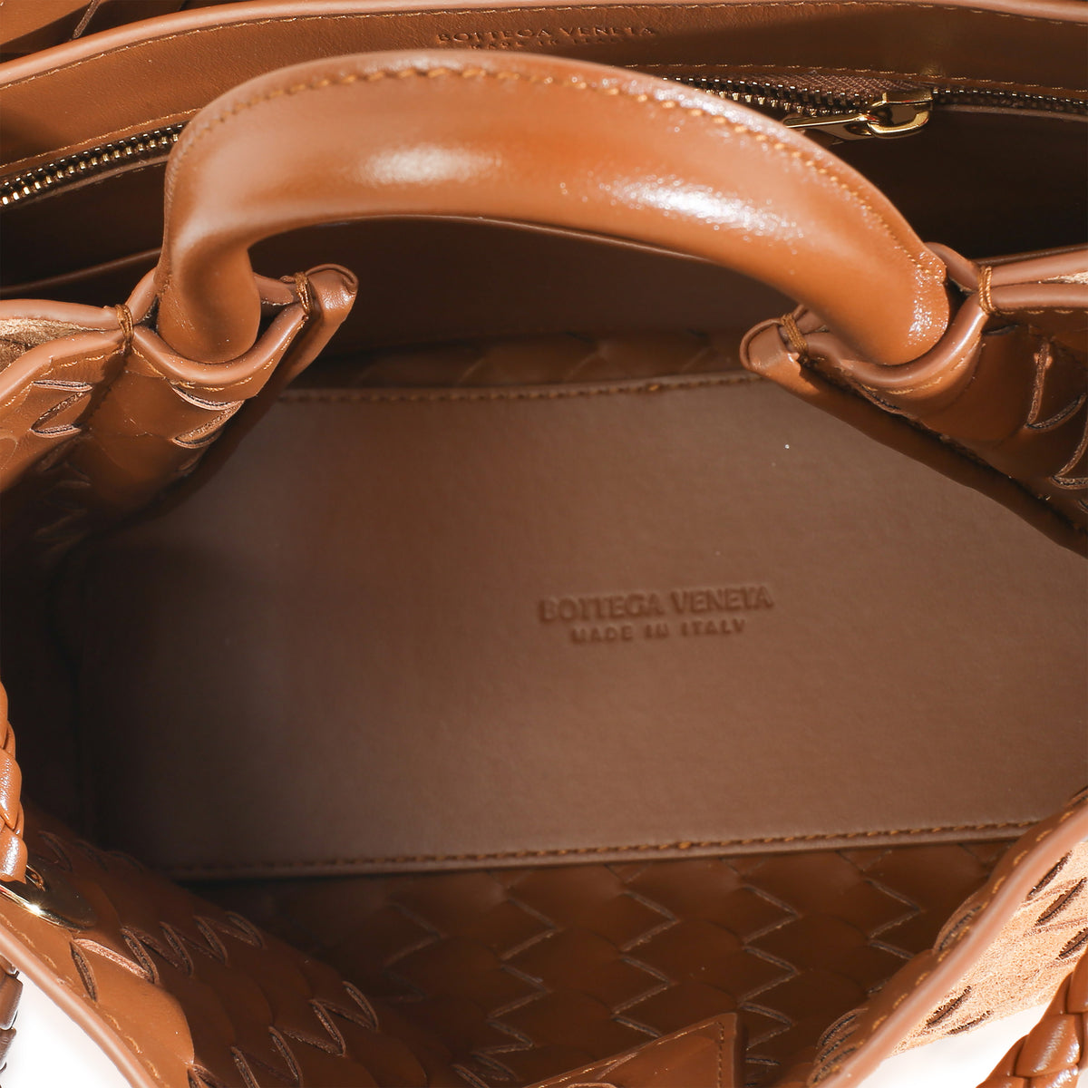 Bottega Veneta Amber Suede Intrecciato Small Andiamo Handbag 8