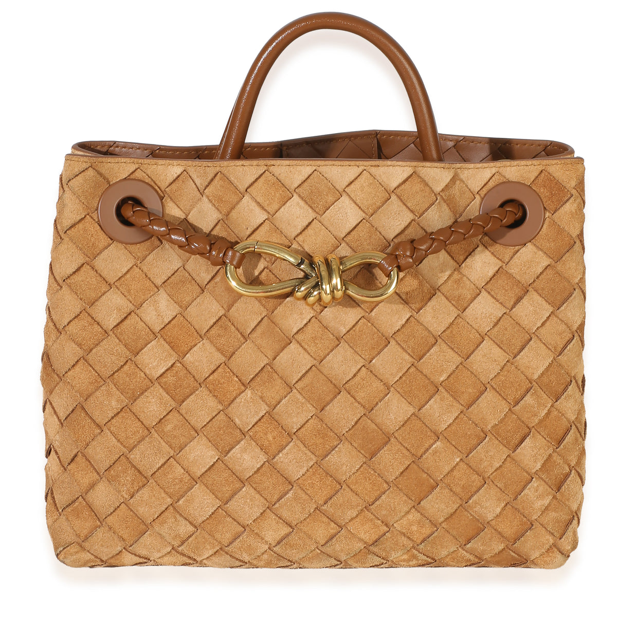 Bottega Veneta Amber Suede Intrecciato Small Andiamo Handbag fv