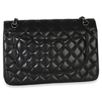 Chanel Black Quilted Lambskin Jumbo Double Flap Bag Handbag 4