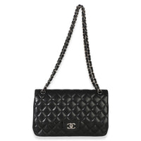 Chanel Black Quilted Lambskin Jumbo Double Flap Bag Handbag 8