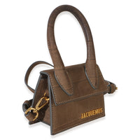 Jacquemus Brown Suede Croc Embossed Le Chiquito Handbag 3