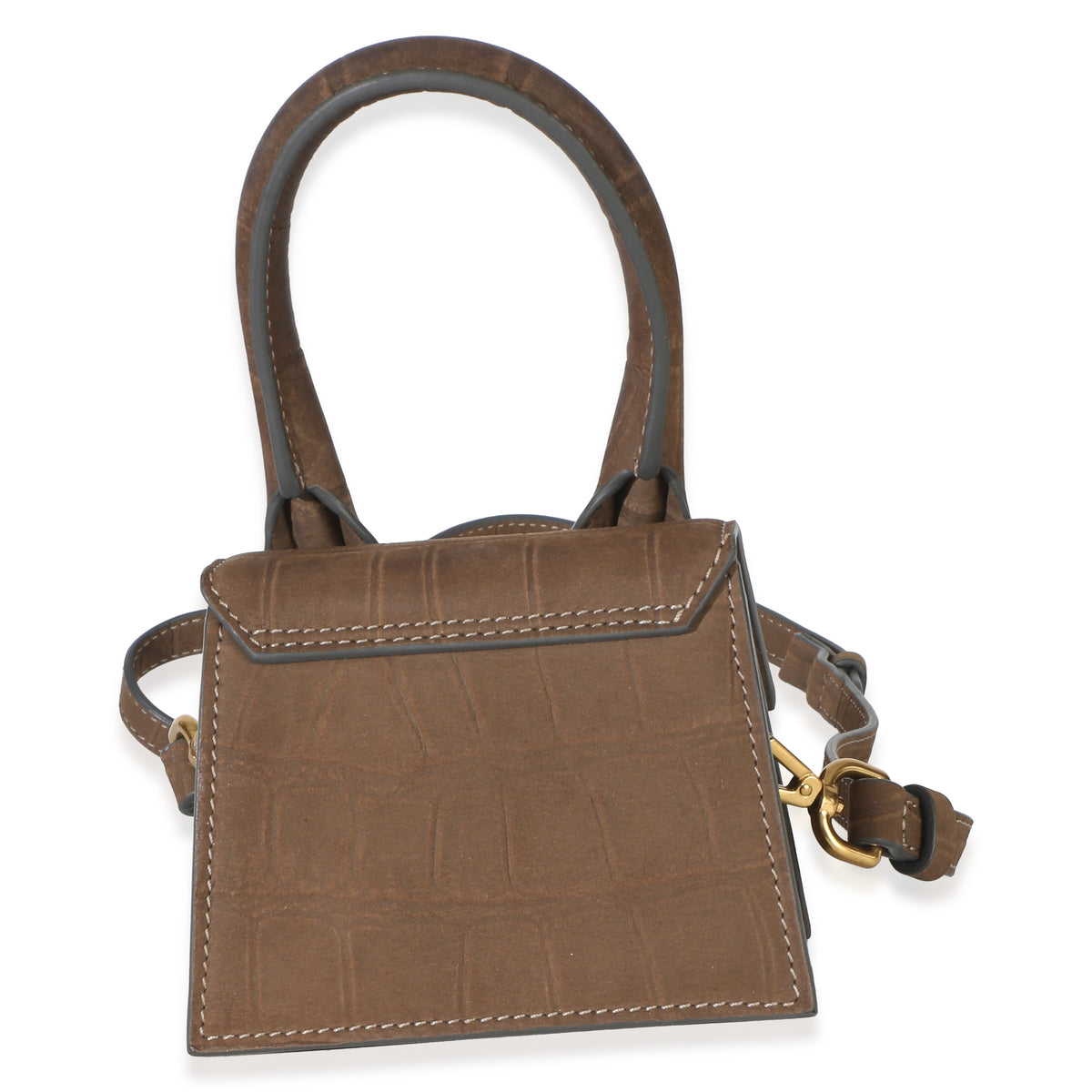Jacquemus Brown Suede Croc Embossed Le Chiquito Handbag 4