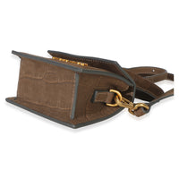 Jacquemus Brown Suede Croc Embossed Le Chiquito Handbag 6