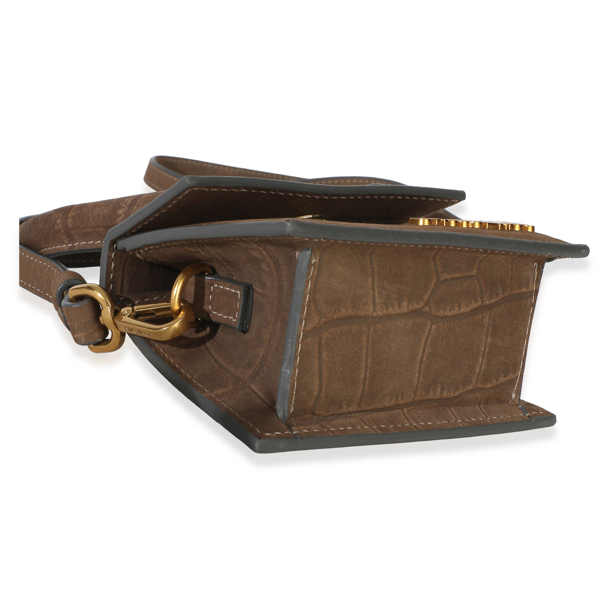 Jacquemus Brown Suede Croc Embossed Le Chiquito Handbag 7