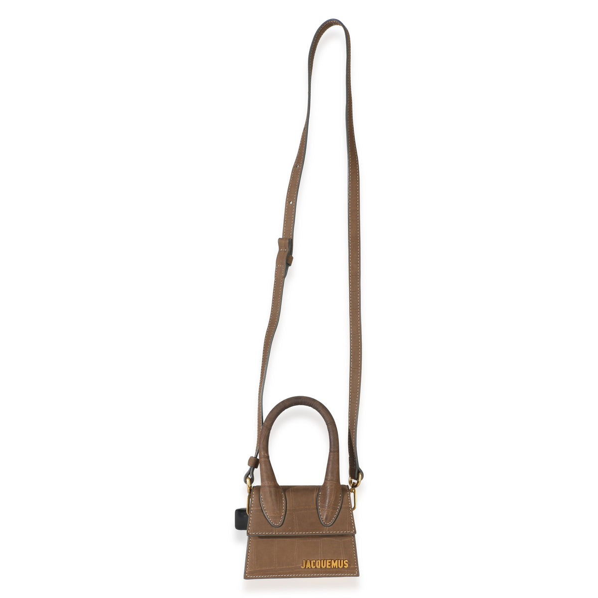 Jacquemus Brown Suede Croc Embossed Le Chiquito Handbag 8
