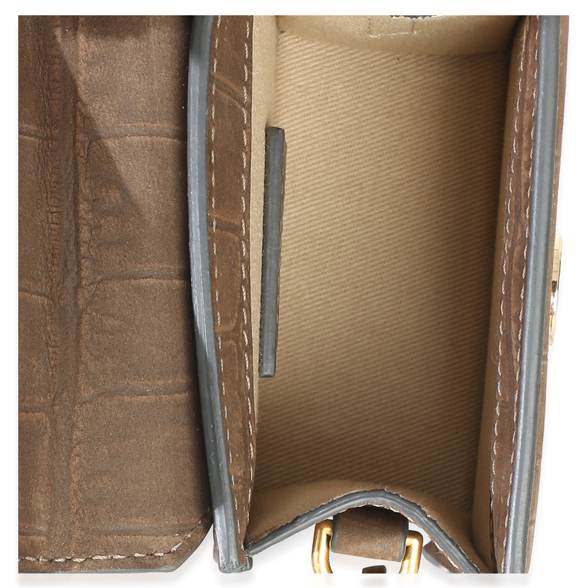 Jacquemus Brown Suede Croc Embossed Le Chiquito Handbag 9