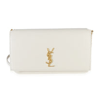 Saint Laurent White Smooth Calfskin Cassandre Phone Holder With Chain Handbag id