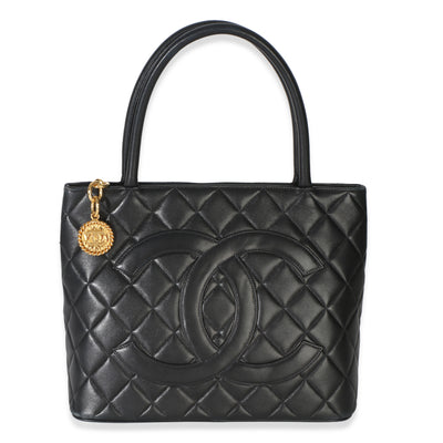 Chanel Black Quilted Lambskin Medallion Tote Handbag id