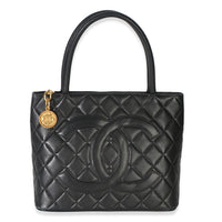 Chanel Black Quilted Lambskin Medallion Tote Handbag id