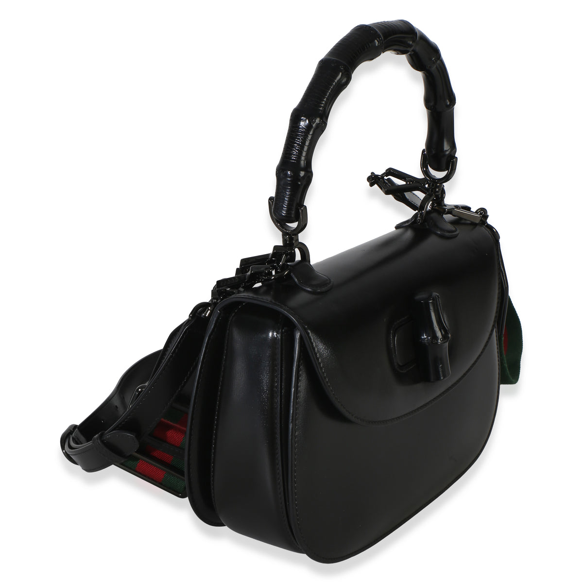 Gucci Black Monochrome Boarded Dyana Lux Medium Bamboo 1947 Top Handle Bag Handbag 3