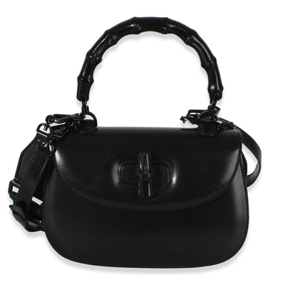 Gucci Black Monochrome Boarded Dyana Lux Medium Bamboo 1947 Top Handle Bag Handbag fv