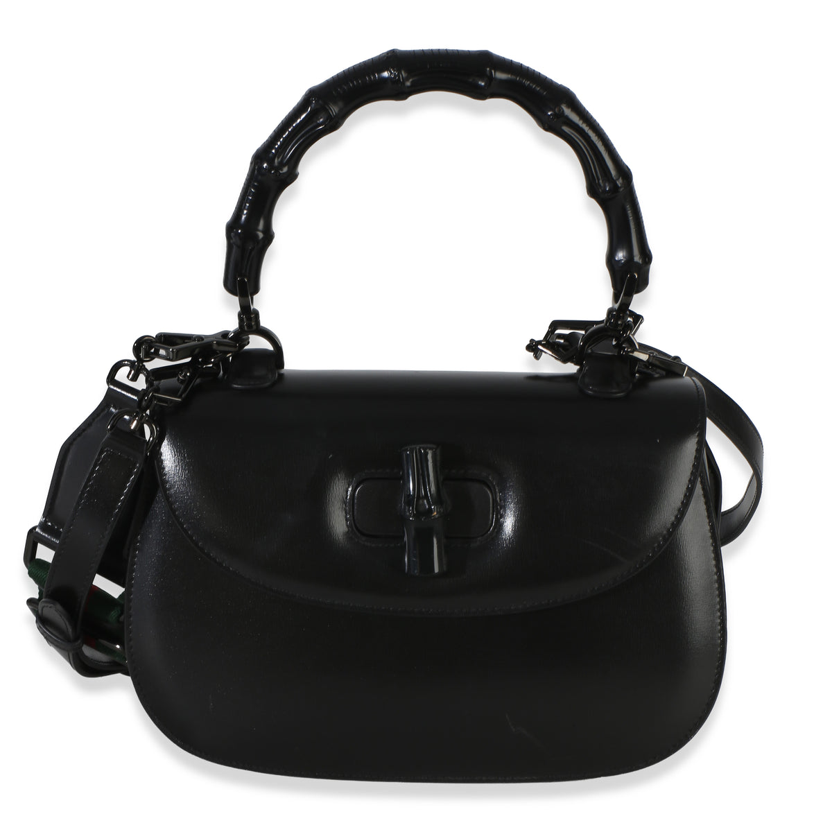 Gucci Black Monochrome Boarded Dyana Lux Medium Bamboo 1947 Top Handle Bag Handbag fv