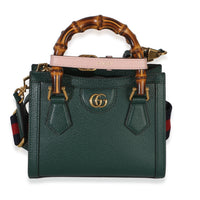 Gucci Dark Green Textured Dollar Calfskin Mini Diana Bamboo Top Handle Bag Handbag id
