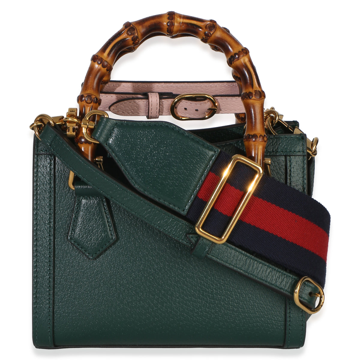 Gucci Dark Green Textured Dollar Calfskin Mini Diana Bamboo Top Handle Bag Handbag 4
