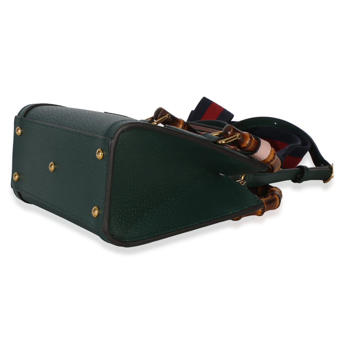 Gucci Dark Green Textured Dollar Calfskin Mini Diana Bamboo Top Handle Bag Handbag 6
