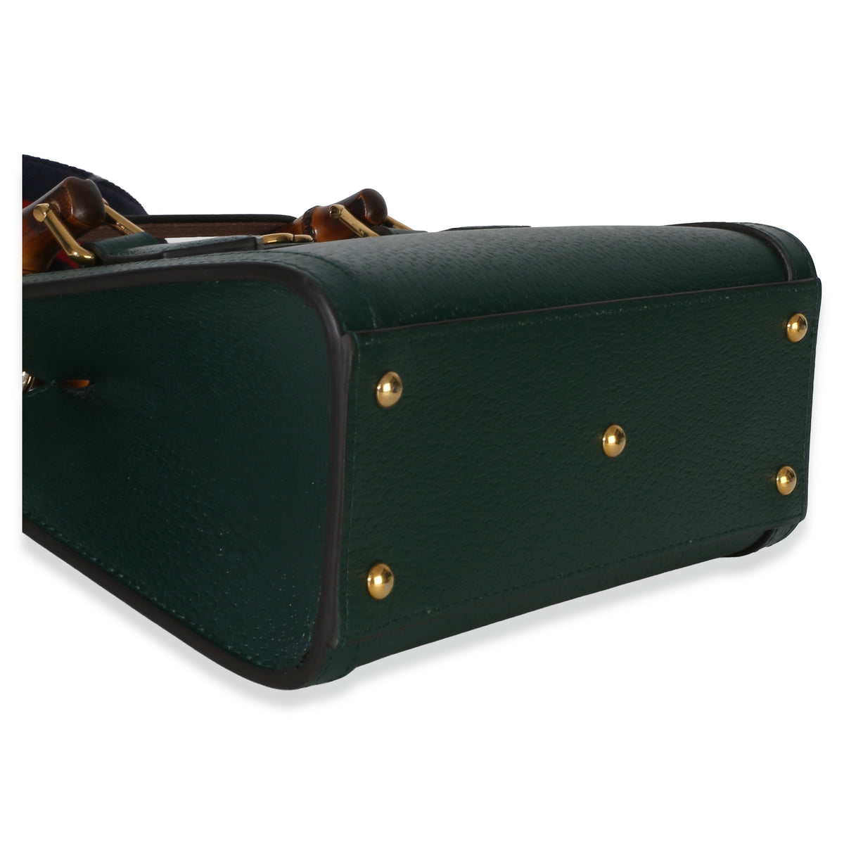 Gucci Dark Green Textured Dollar Calfskin Mini Diana Bamboo Top Handle Bag Handbag 7