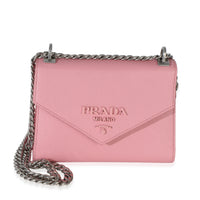 Prada Pink Saffiano Monochrome Envelope Flap Chain Shoulder Bag Handbag id