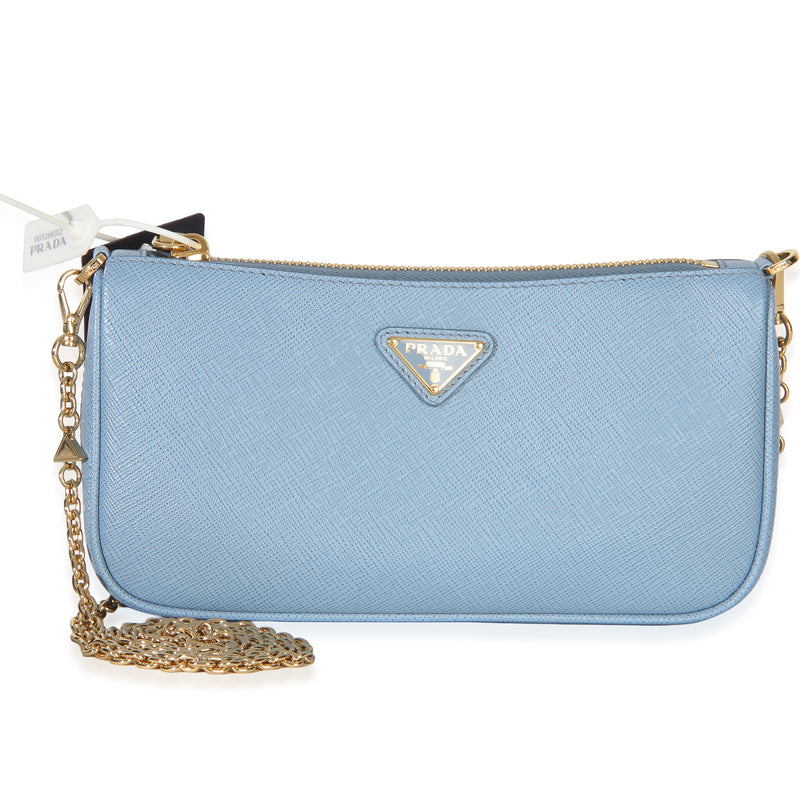 Prada Light Blue Saffiano Mini Shoulder Bag Handbag id