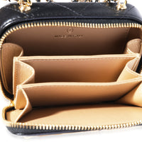 Chanel Gold Quilted Metal & Black Lambskin Mini Vanity Bag Handbag ad1