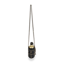 Chanel Gold Metal Water Bottle & Black Quilted Lambskin Holder Handbag box