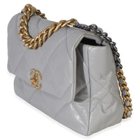 Chanel Grey Quilted Lambskin Large  19 Flap Bag Handbag 2