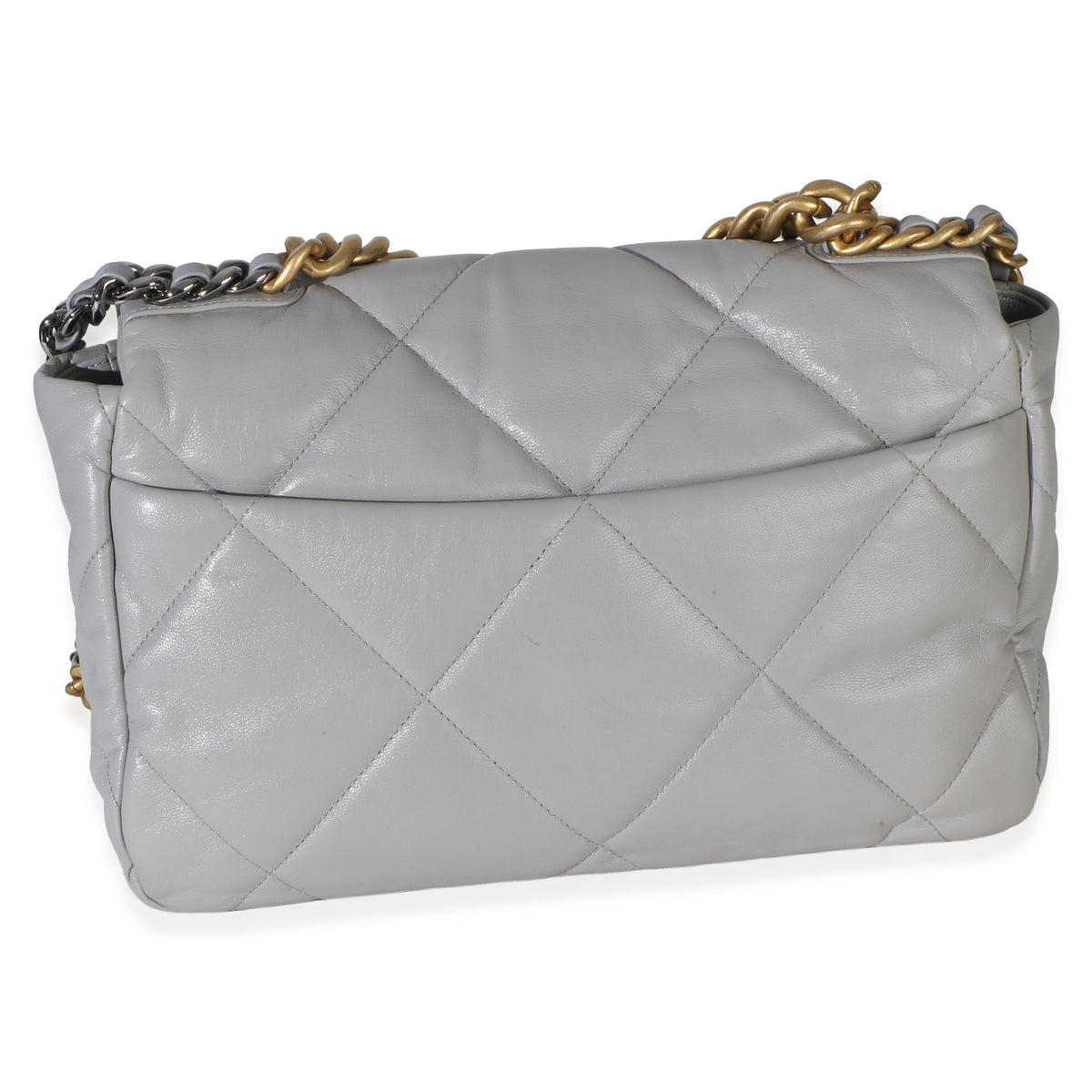 Chanel Grey Quilted Lambskin Large  19 Flap Bag Handbag 4