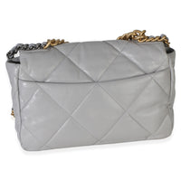 Chanel Grey Quilted Lambskin Large  19 Flap Bag Handbag 4