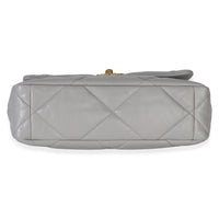 Chanel Grey Quilted Lambskin Large  19 Flap Bag Handbag 5
