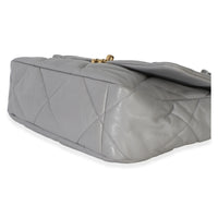 Chanel Grey Quilted Lambskin Large  19 Flap Bag Handbag 6
