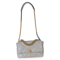 Chanel Grey Quilted Lambskin Large  19 Flap Bag Handbag 8