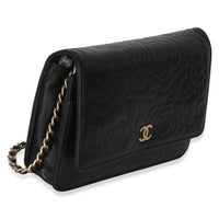 Chanel Black Camellia Lambskin Wallet on Chain Handbag 3