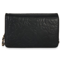 Chanel Black Camellia Lambskin Wallet on Chain Handbag 4