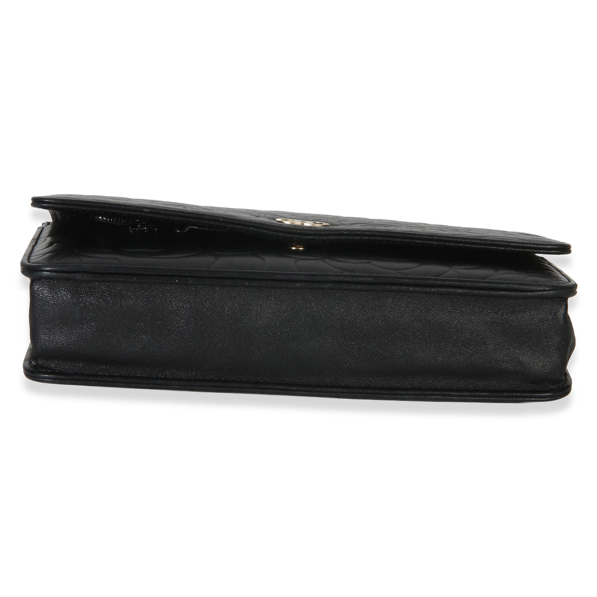 Chanel Black Camellia Lambskin Wallet on Chain Handbag 5
