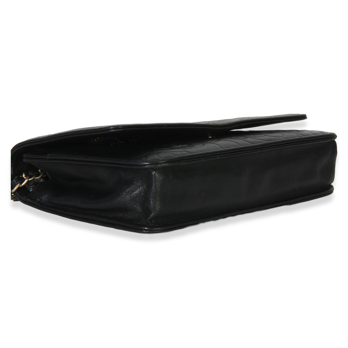 Chanel Black Camellia Lambskin Wallet on Chain Handbag 7