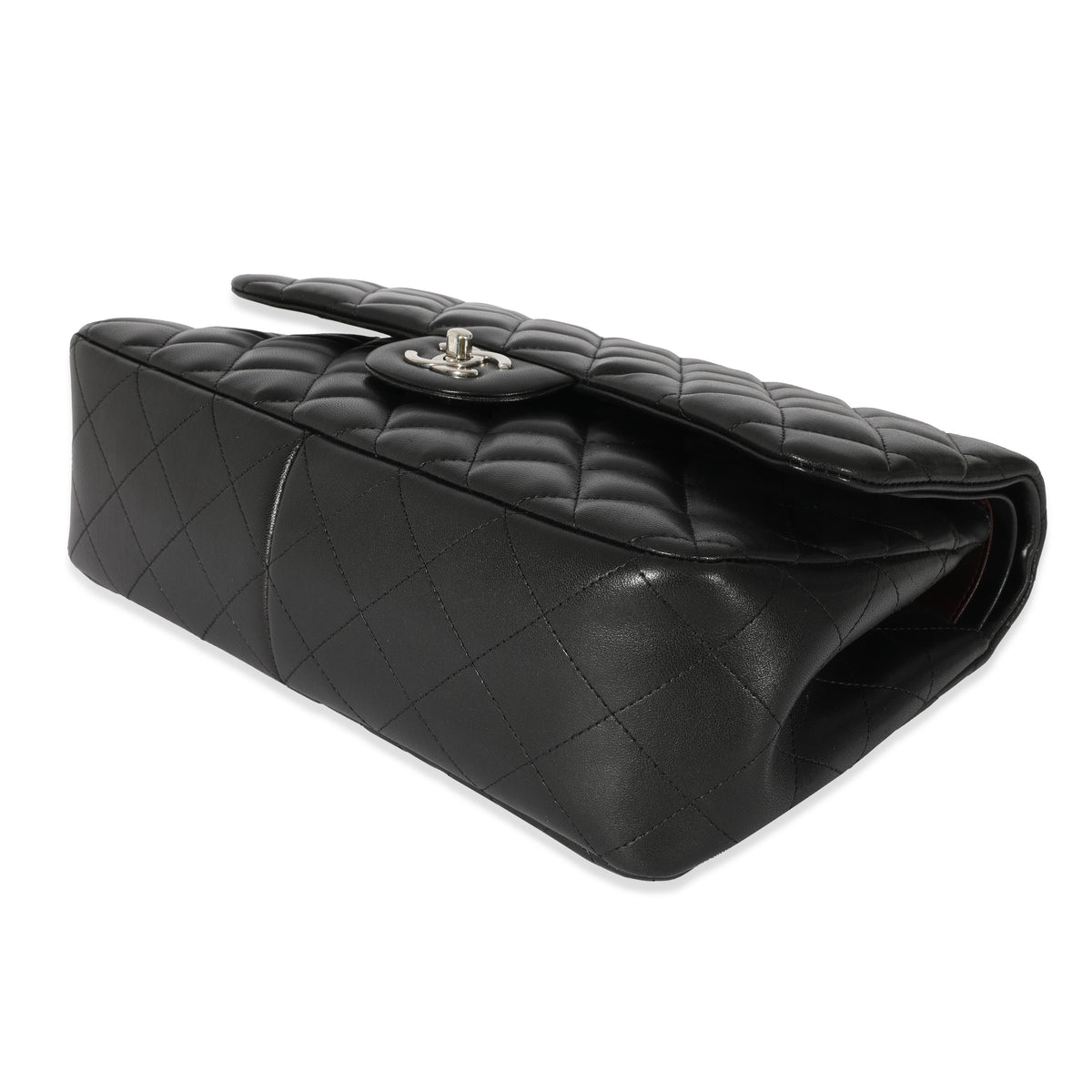 Chanel Black Quilted Lambskin Jumbo Classic Double Flap Bag Handbag box